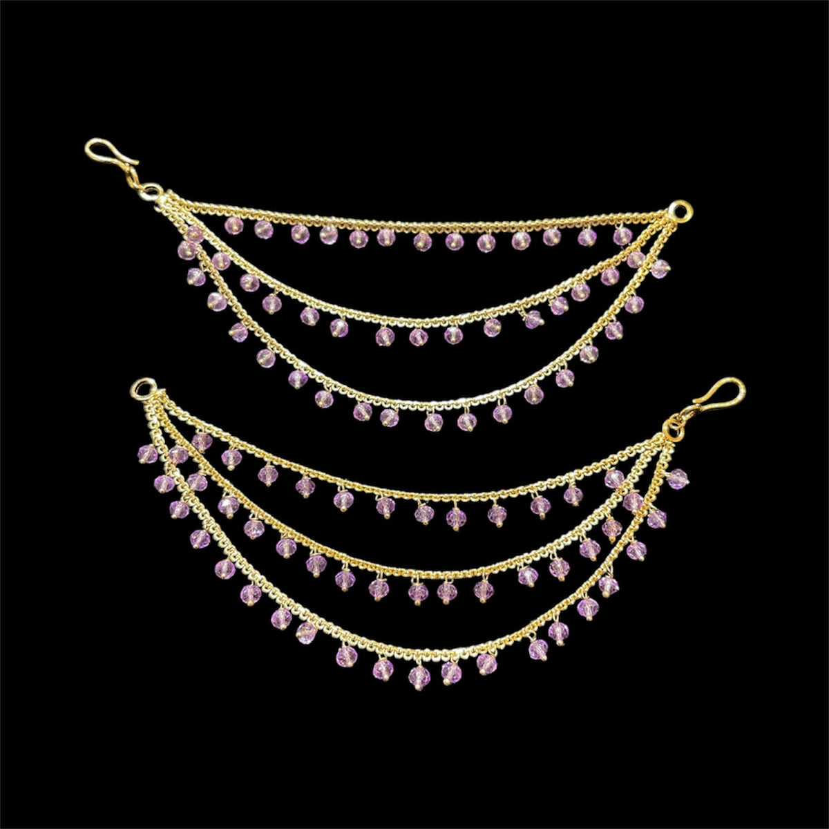PA053 Full Gold Three Line Sahara with Lilac Beads