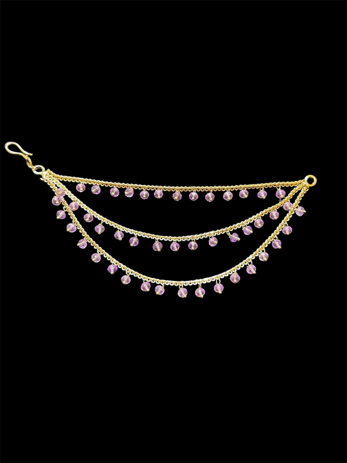 PA053 Full Gold Three Line Sahara with Lilac Beads
