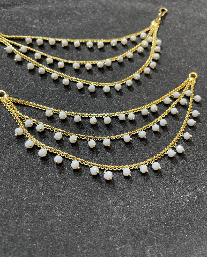 PA053 Full Gold Three Line Sahara with Grey Beads