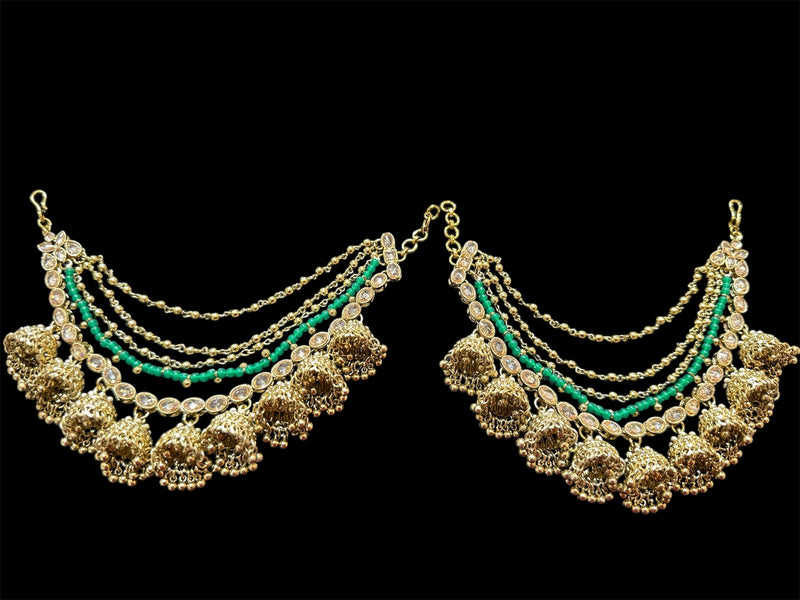 PA051 Four Line Jhumka Sahara With Full Gold Polki Stones