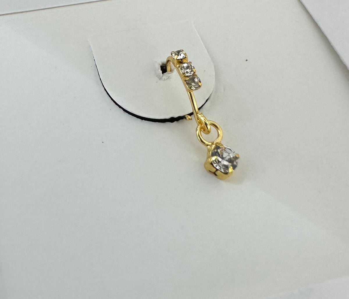PA16 gold colour nose ring with dangling stones