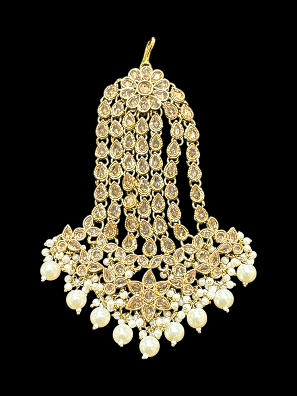 PA45 Full gold colour jhumar with pearls