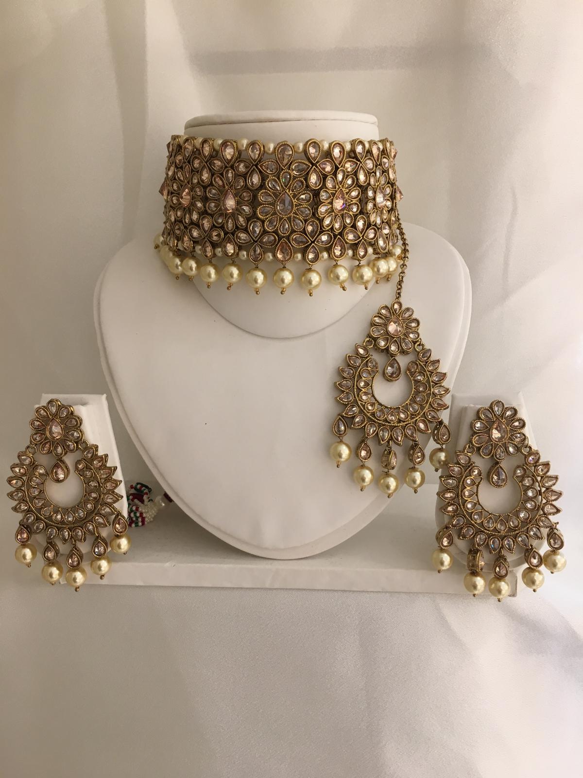 P10 Gold polki choker set image 2