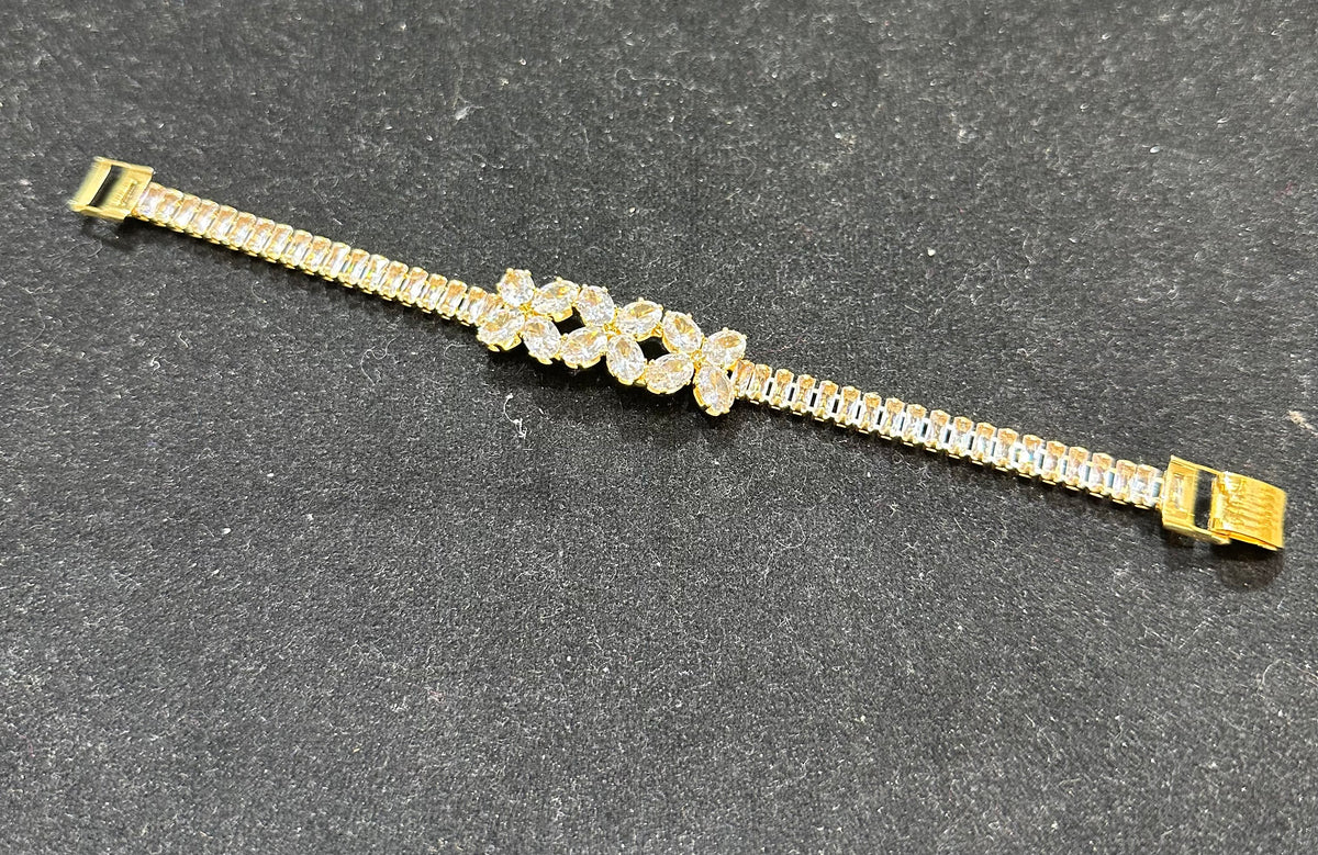PA116 Gold with white American diamond stones bracelet