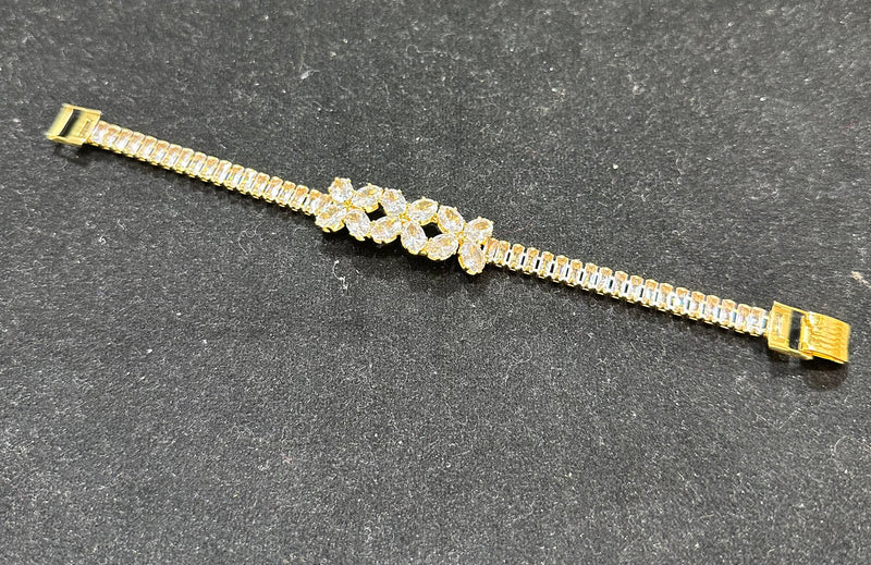 PA116 Gold with white American diamond stones bracelet