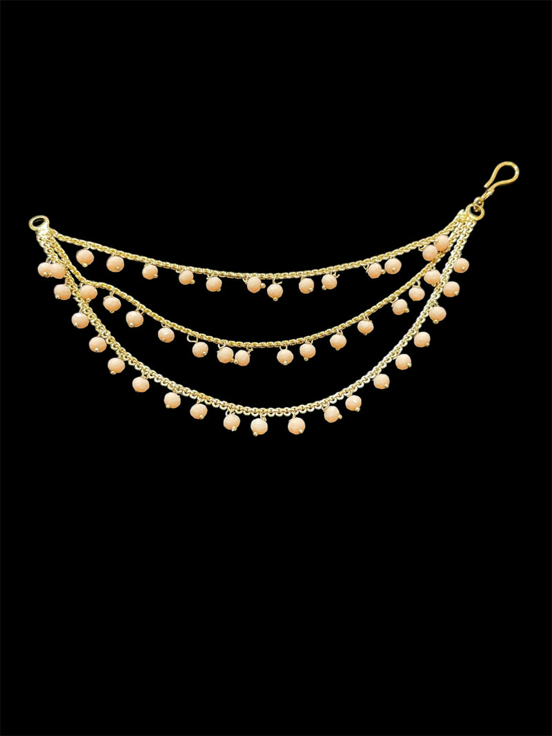 PA053 Full Gold Three Line Sahara With Peach Beads