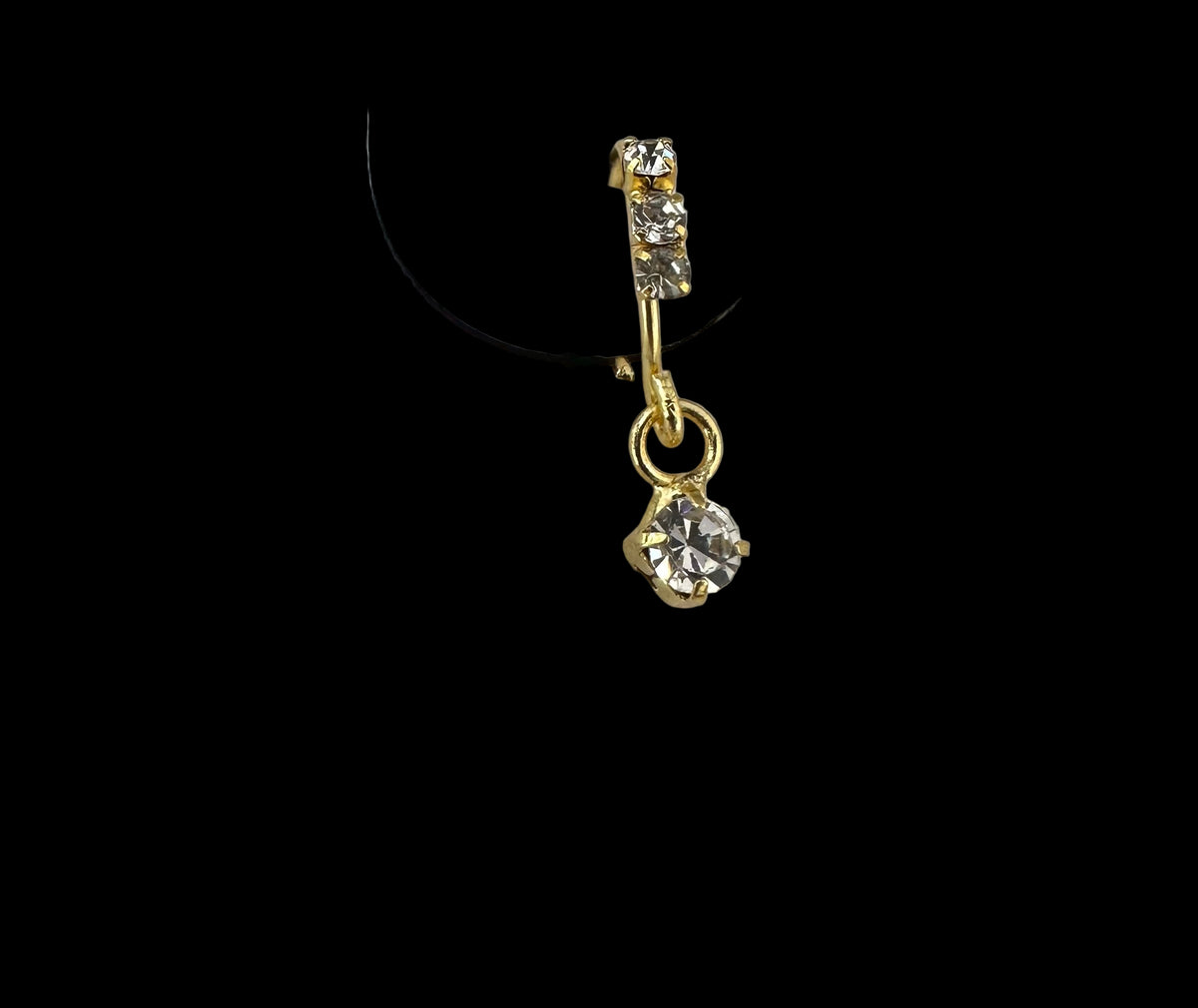 PA16 gold colour nose ring with dangling stones