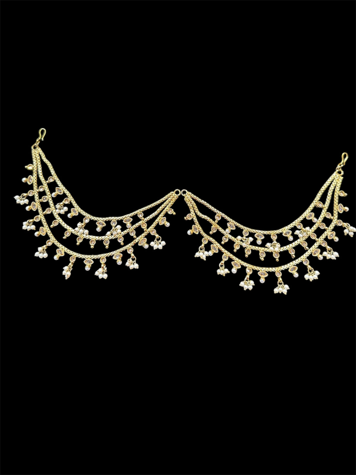 PA052 Three Line Antique Gold Sahara with Full Gold Polki Stones