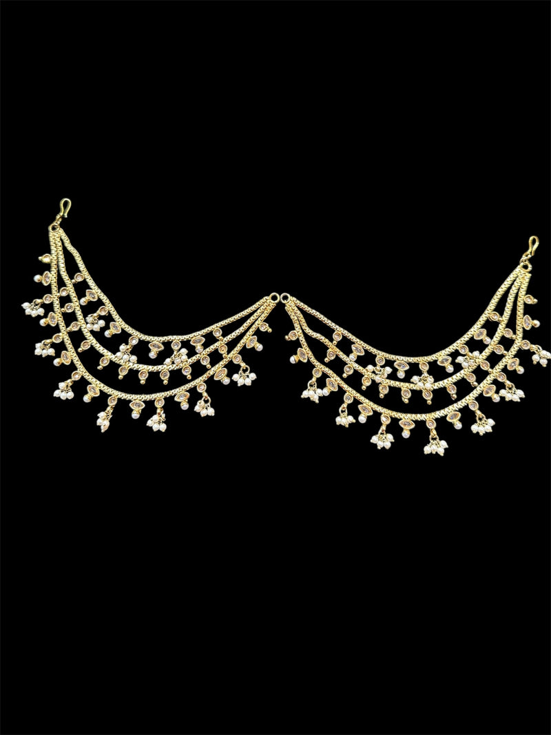 PA052 Three Line Antique Gold Sahara with Full Gold Polki Stones