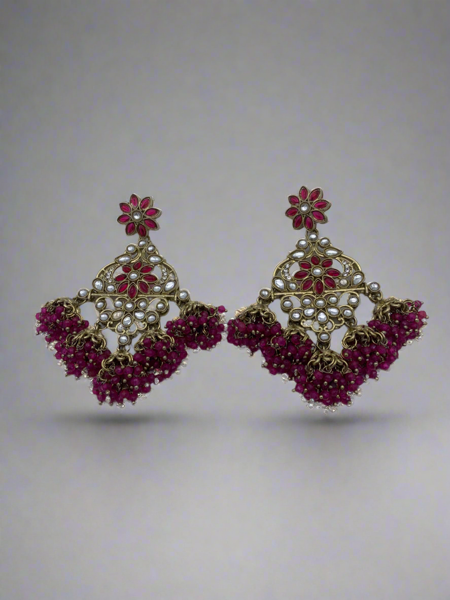 Gold and pink earrings