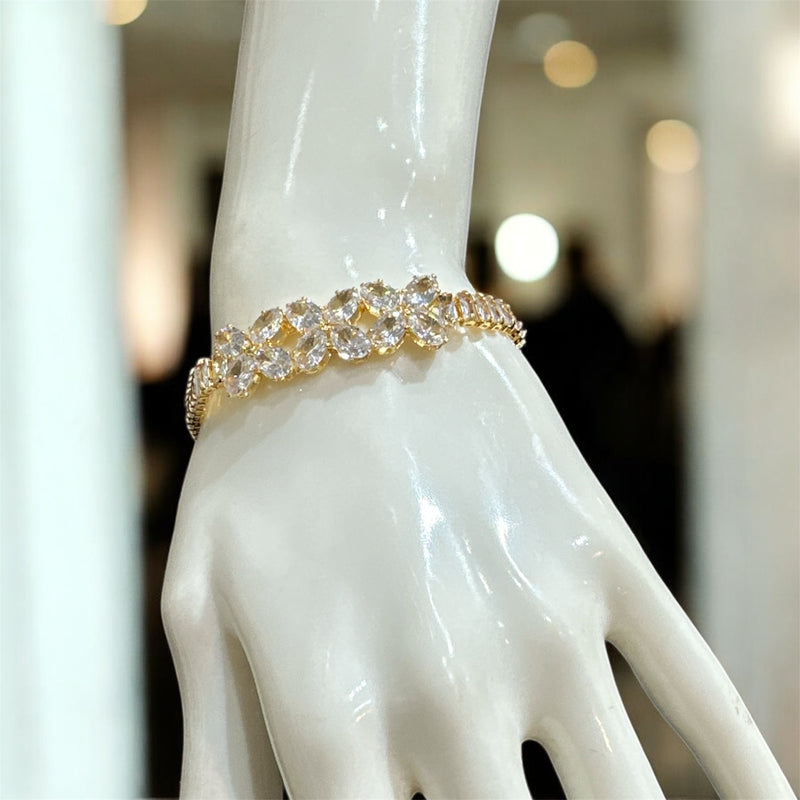 PA116 Gold with white American diamond stones bracelet