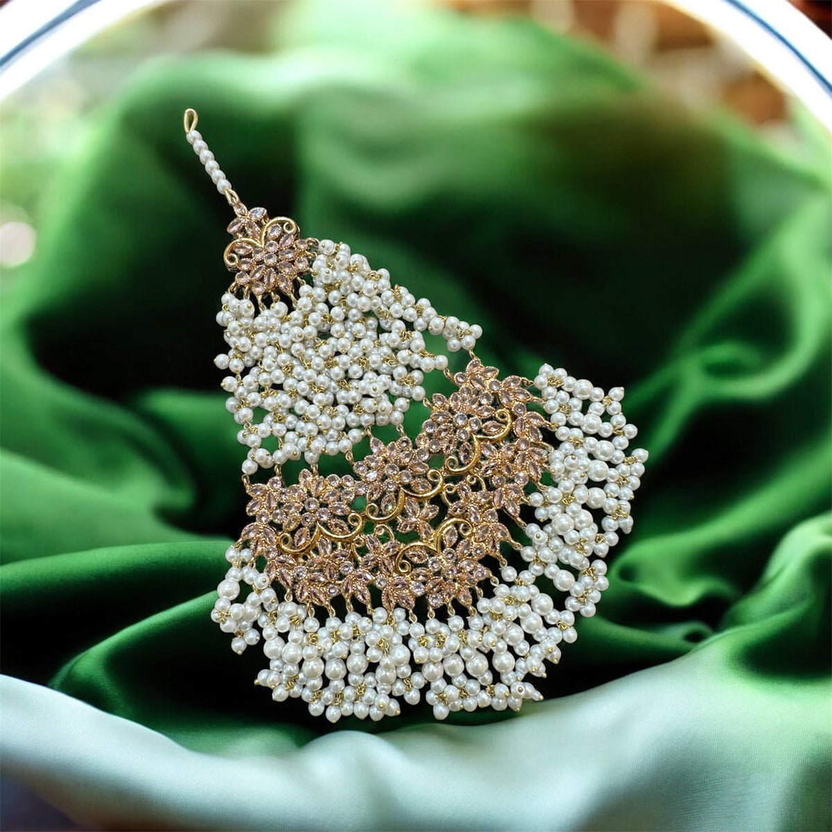 PA26 Polki stones jhumar with pearls