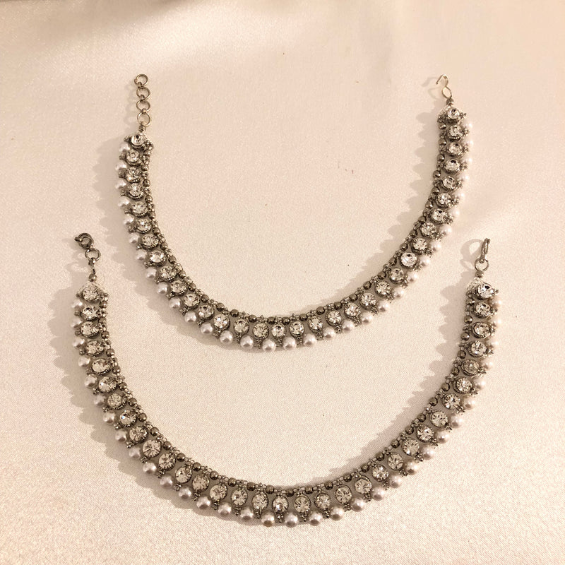 i09 silver anklets with pearI image 0