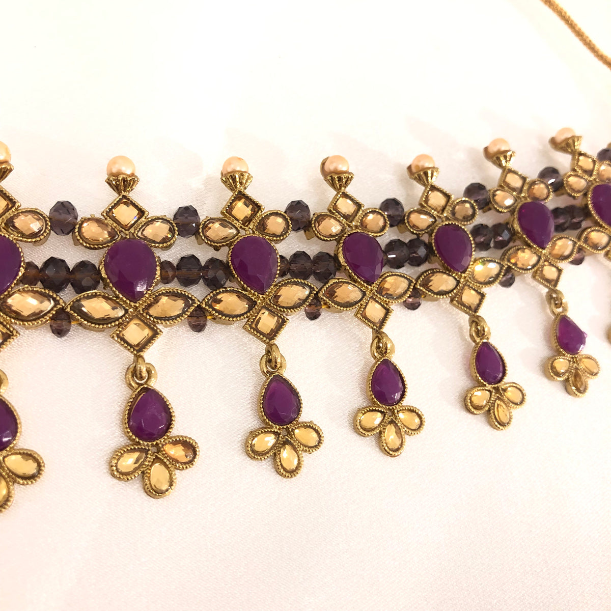 90 Purple beaded choker set image 1
