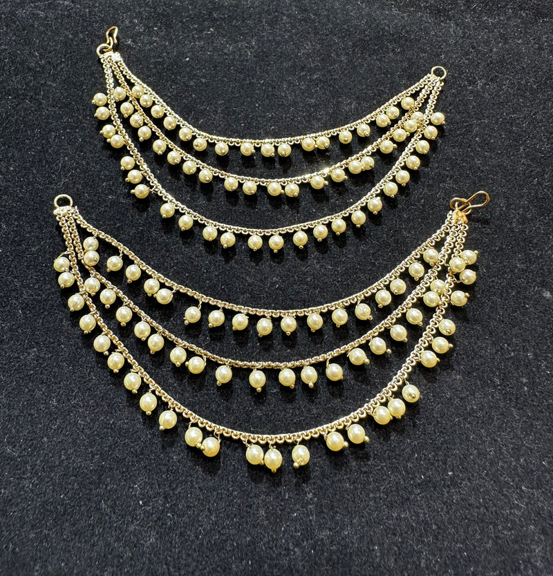 PA053 Full Gold Three Line Pearls Sahara