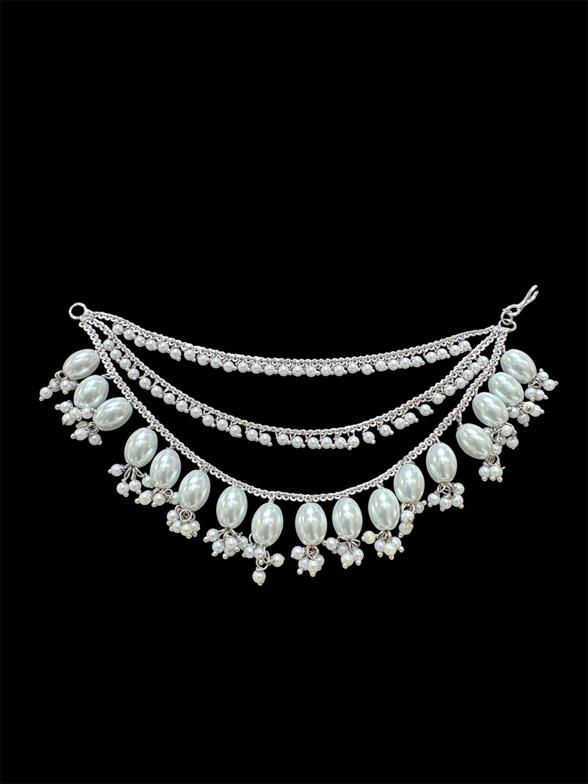 PA055 Silver Colour Three Line Pearls Sahara