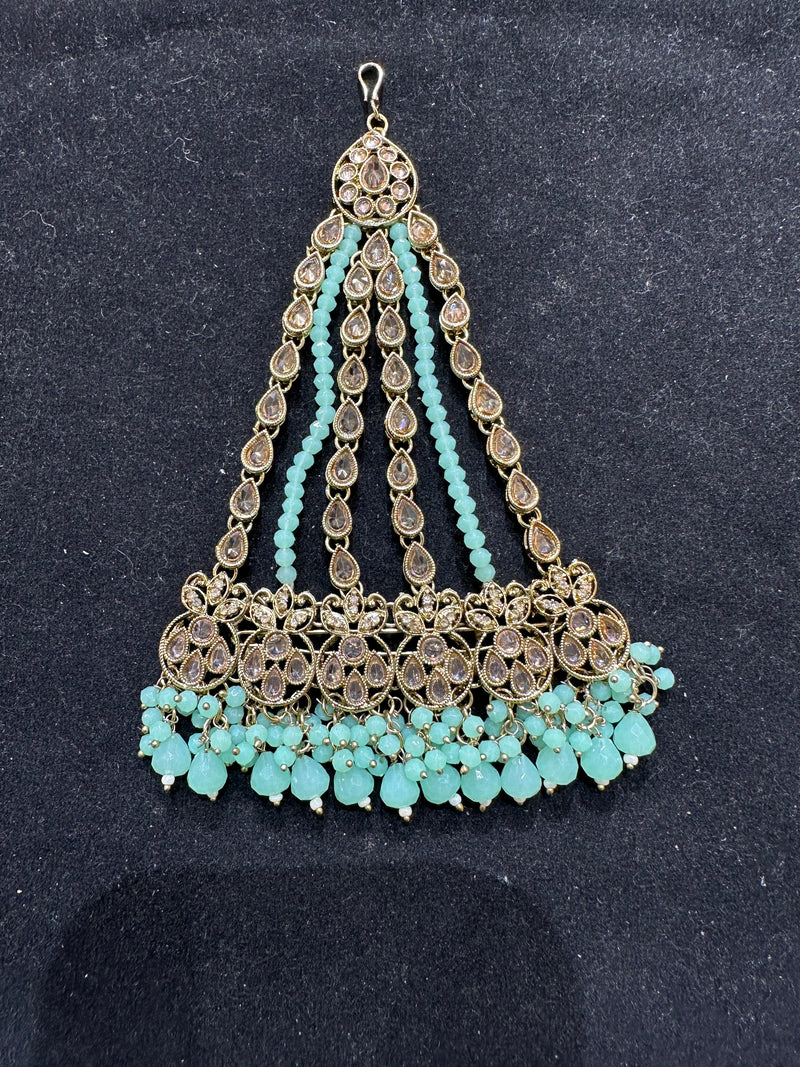 PA43 gold with mint beads jhumar