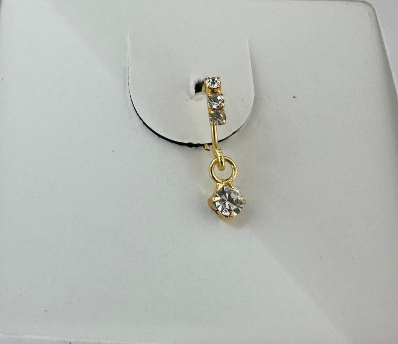 PA16 gold colour nose ring with dangling stones