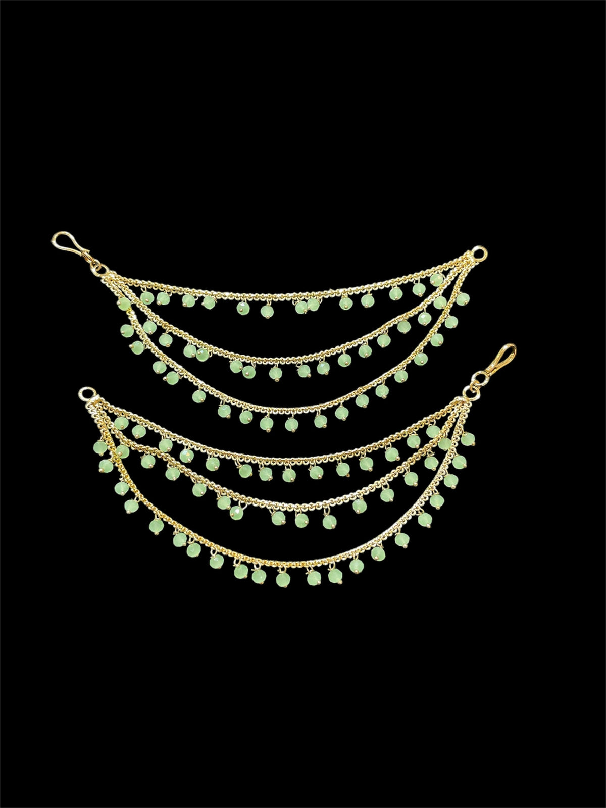 PA053 Three Line Gold Sahara With Mint Beads