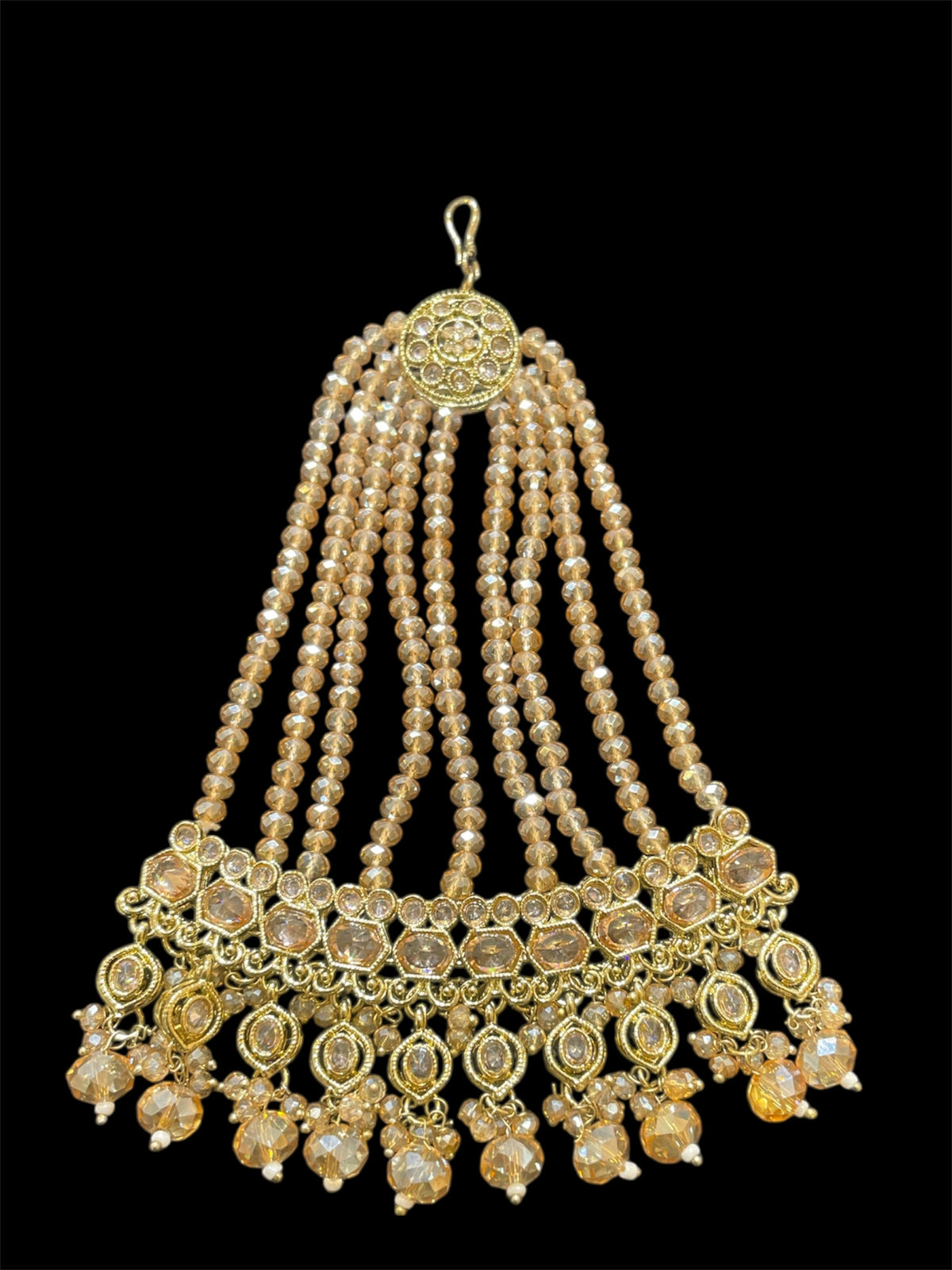 PA32 Champagne beads jhumar