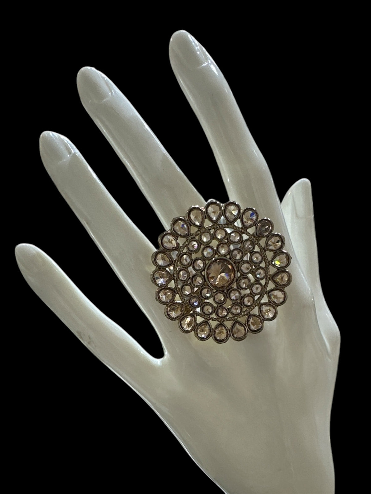 PA711 Full Gold Polki Stones Ring