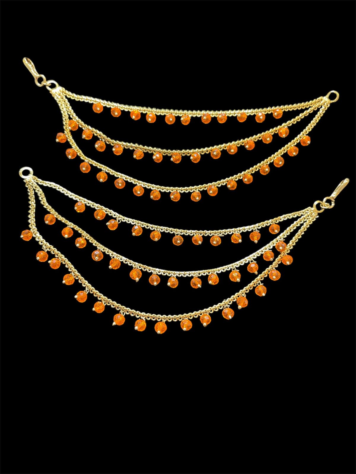 PA053 Full Gold Three Line Sahara with Orange Beads