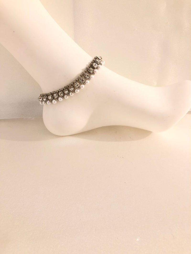 i09 silver anklets with pearI image 1
