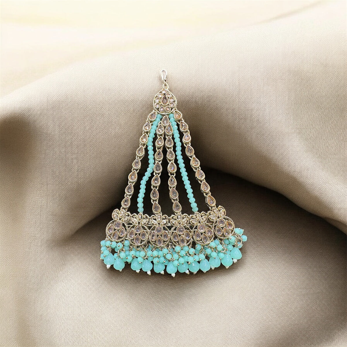 PA43 gold with mint beads jhumar