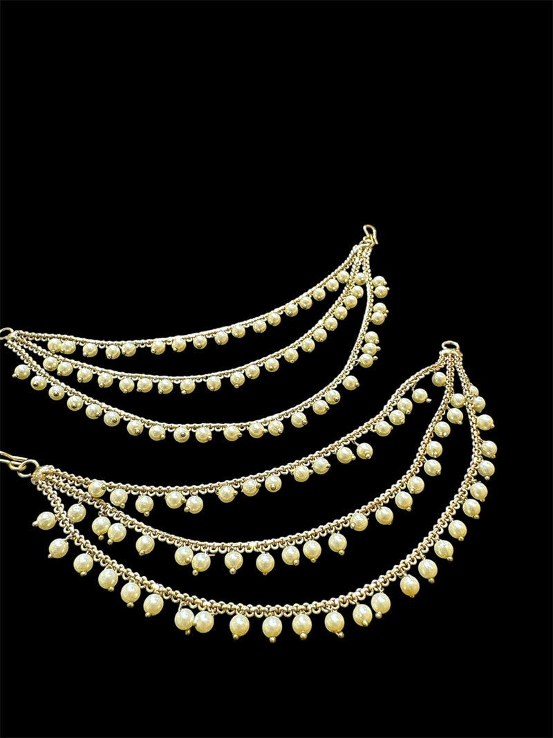 PA053 Full Gold Three Line Pearls Sahara