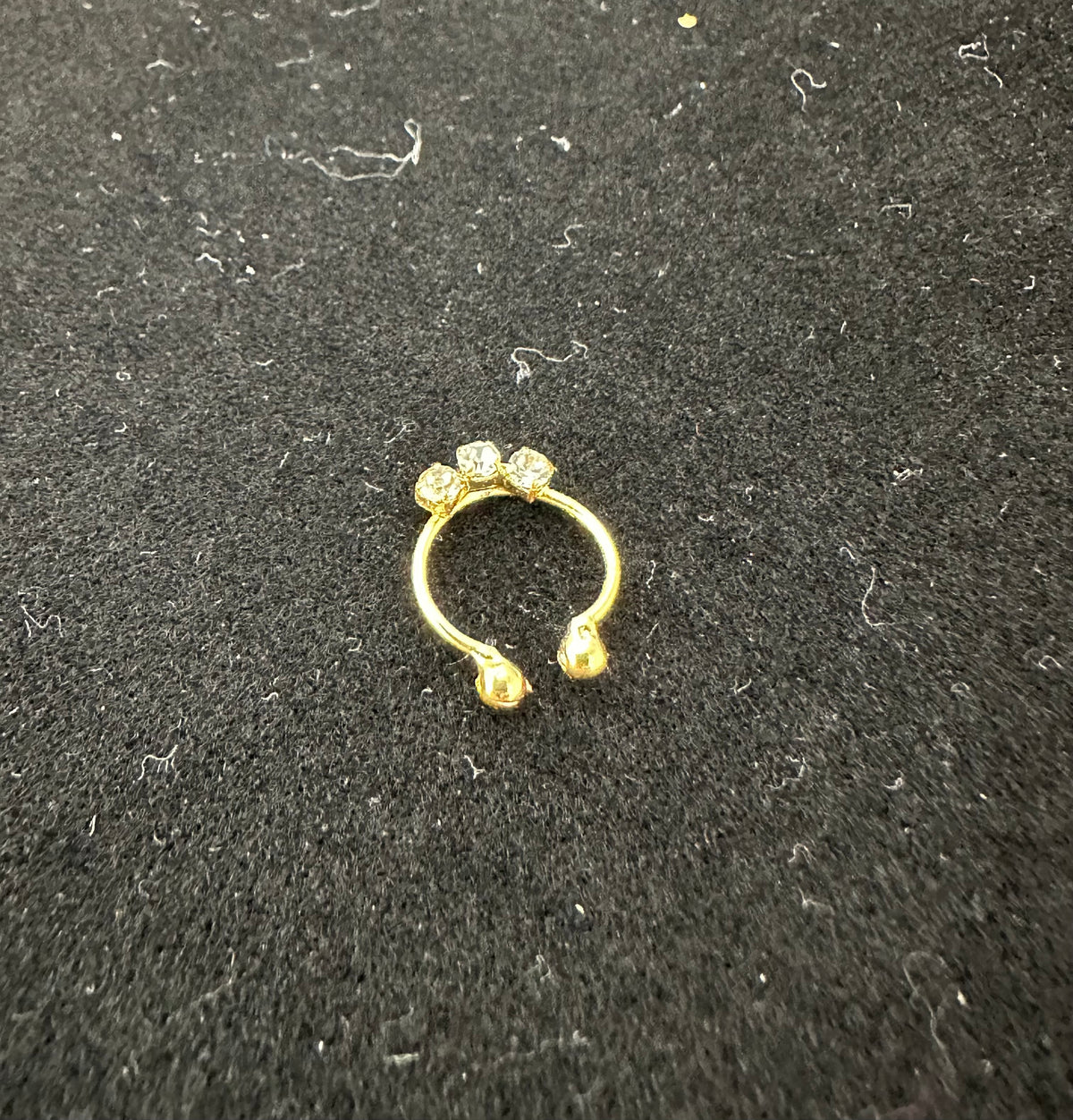 PA21 Gold with white stones nose ring (Slide on)