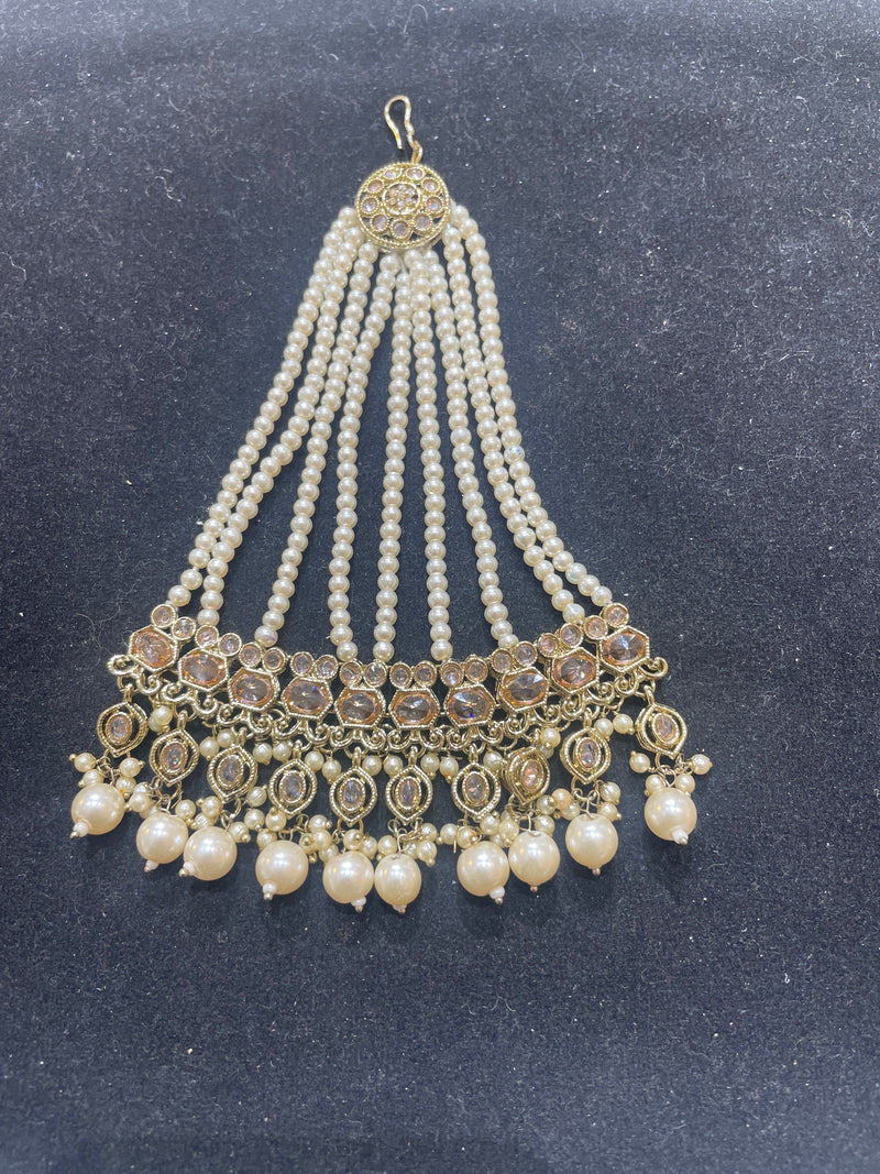 PA31 Full gold colour jhumar with Pearls