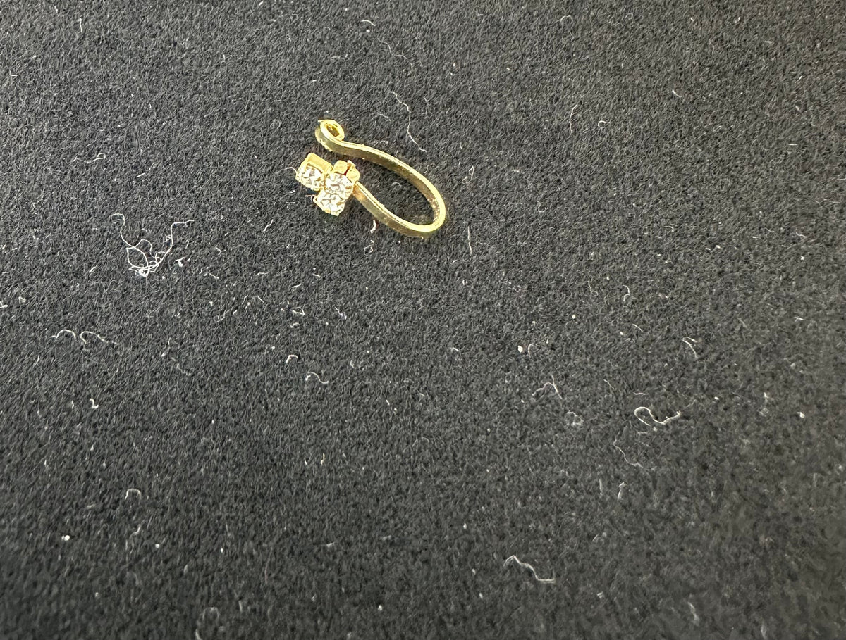 PA19 Gold with white stones nose ring (Slide on)