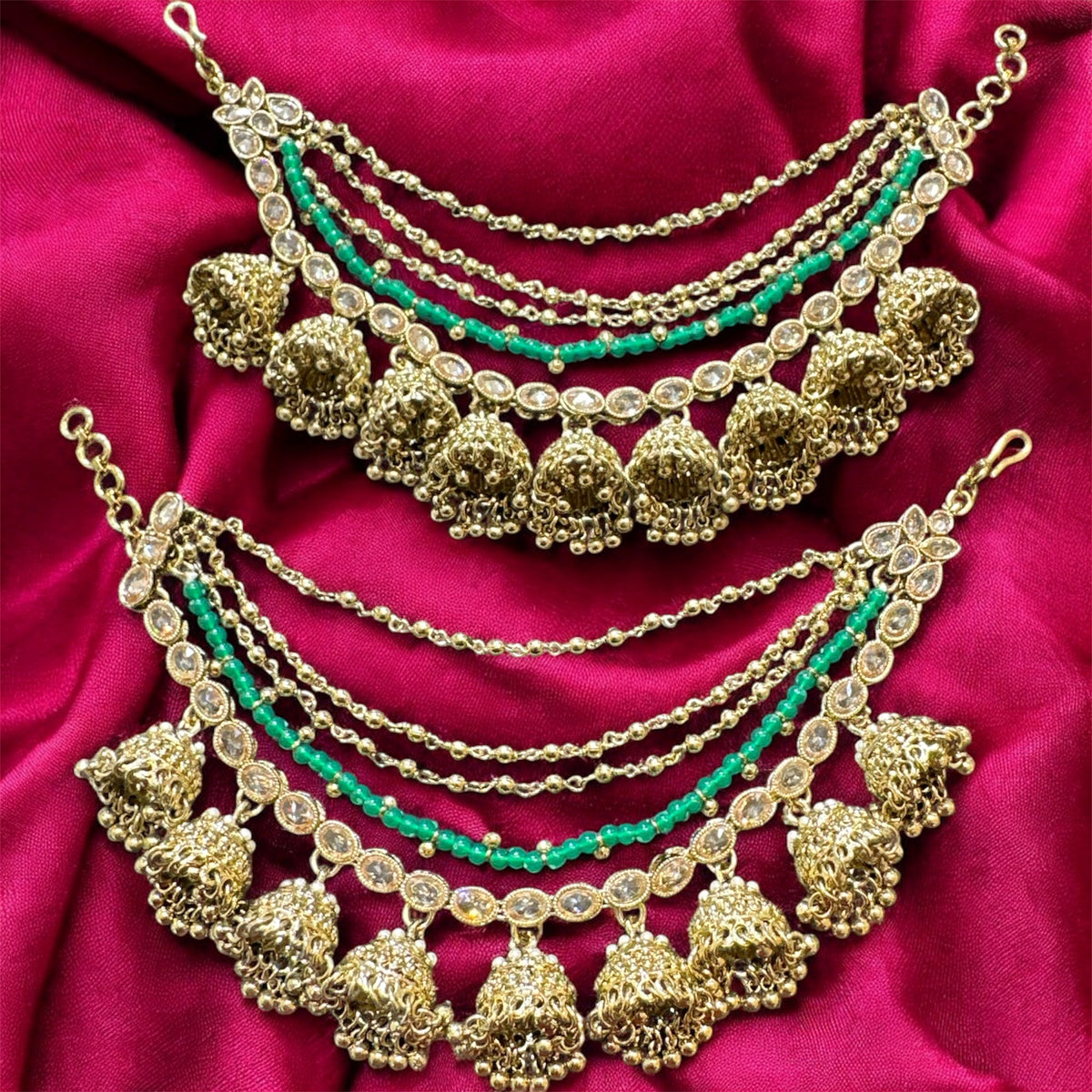 PA051 Four Line Jhumka Sahara With Full Gold Polki Stones