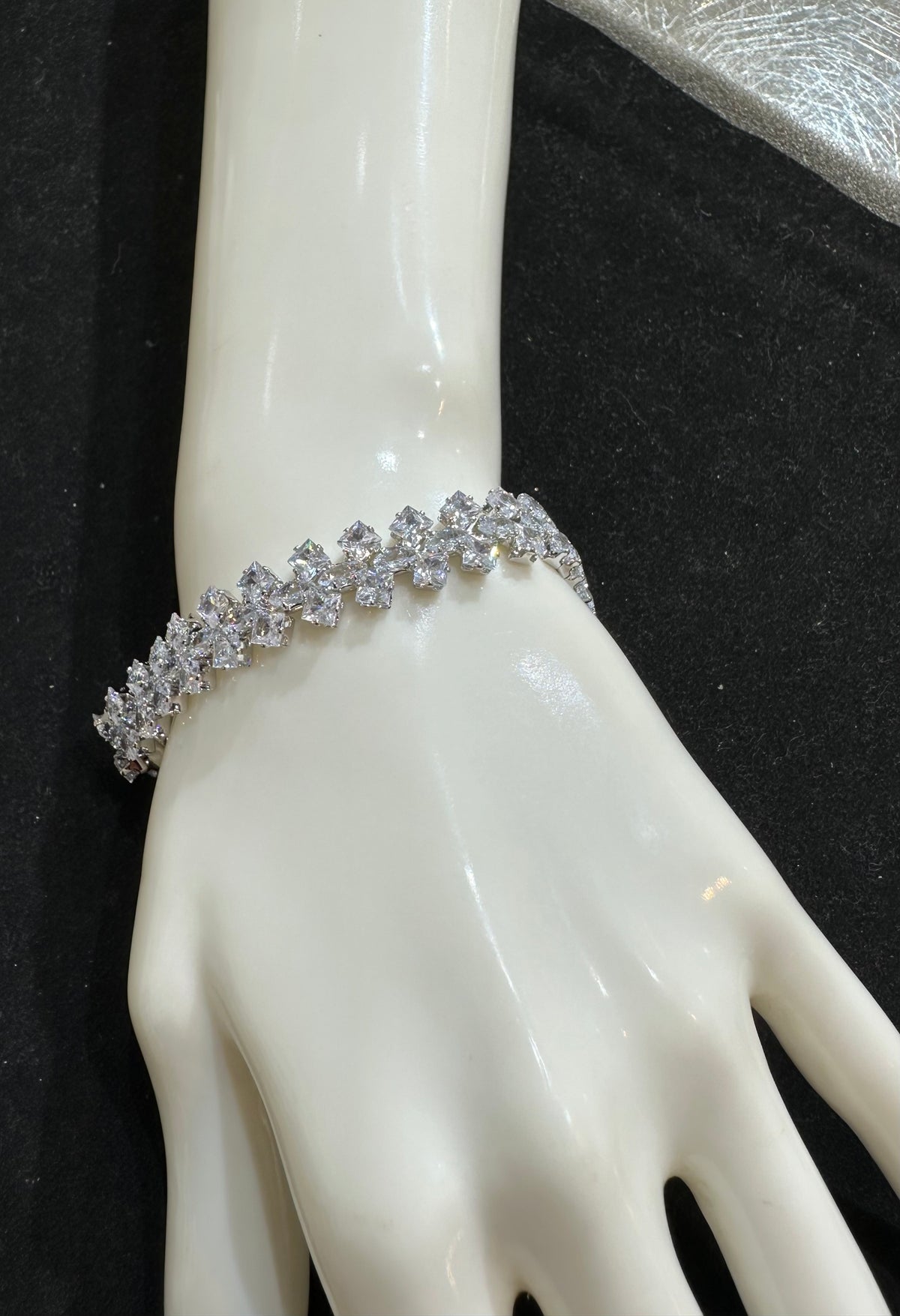 PA114 Silver with American diamond stones bracelet