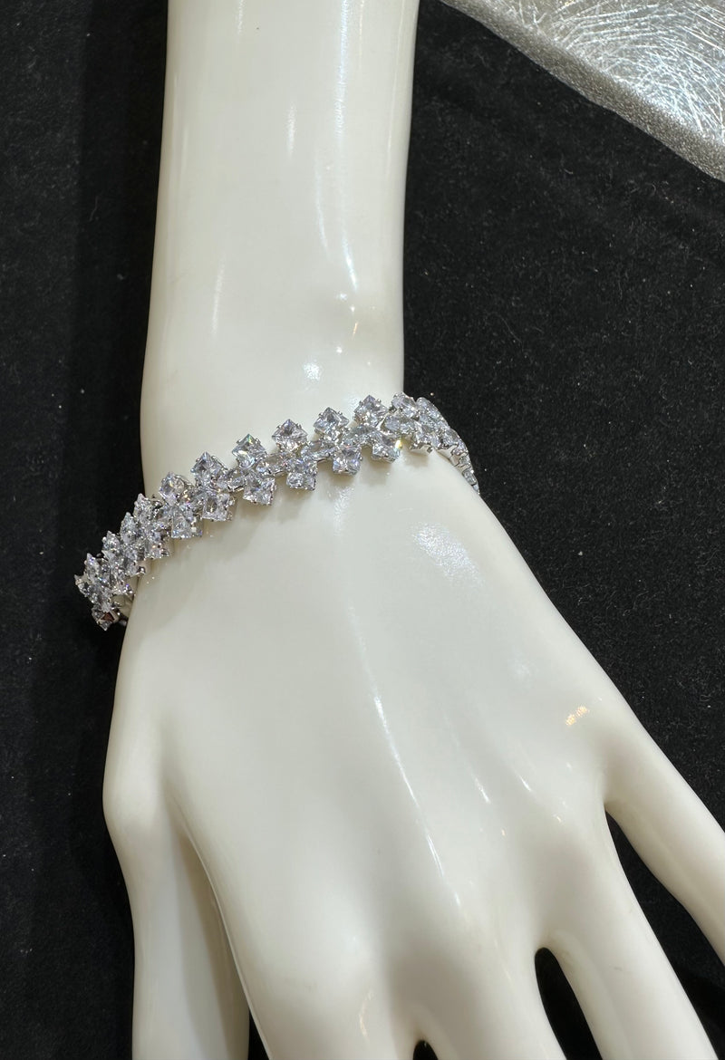 PA114 Silver with American diamond stones bracelet