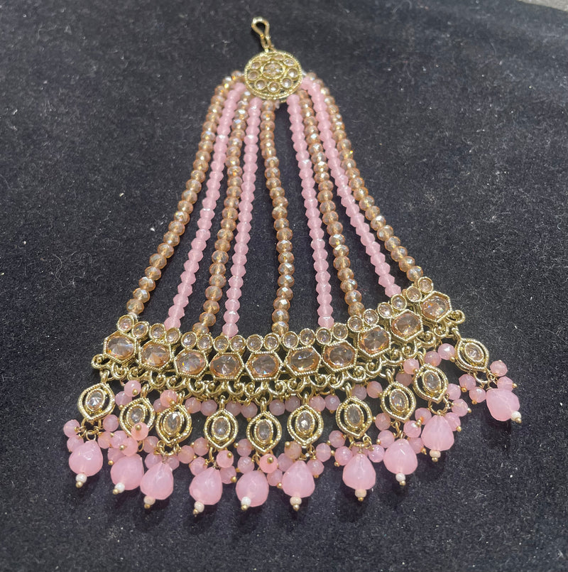 PA33 polki jhumar with pink beads