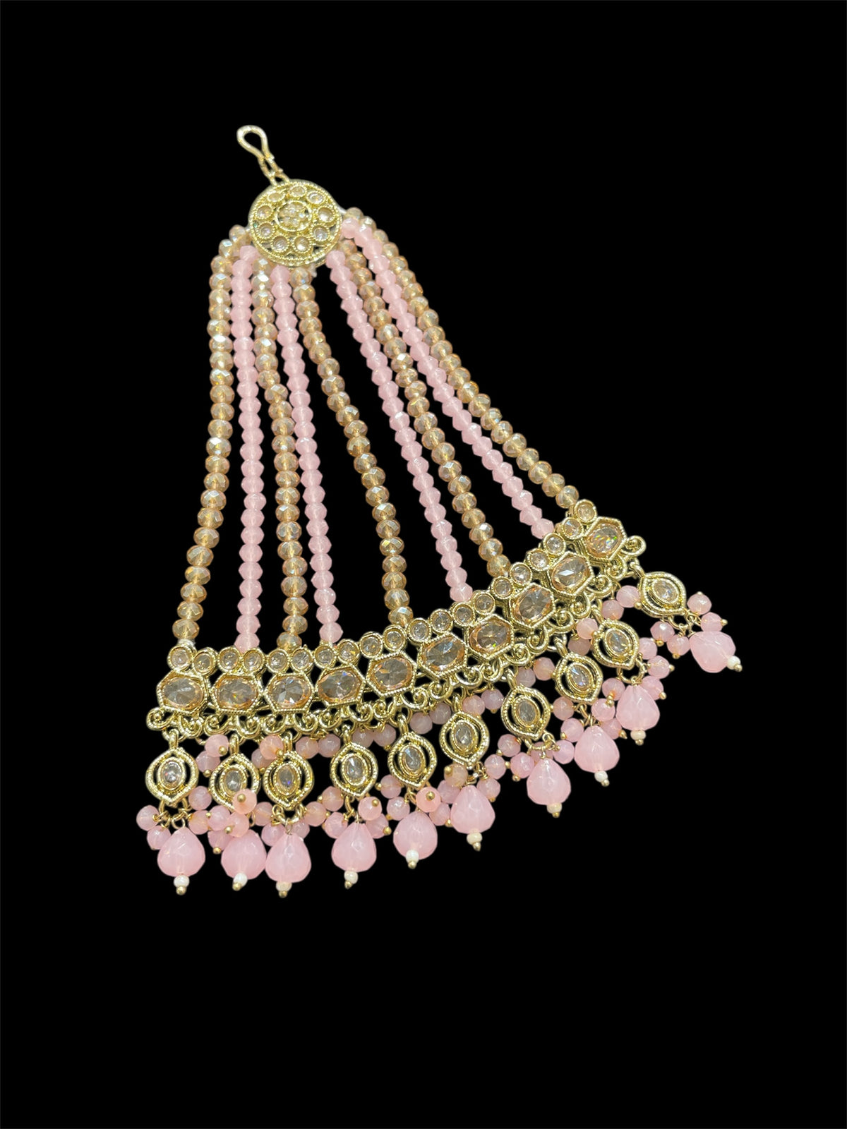PA33 polki jhumar with pink beads