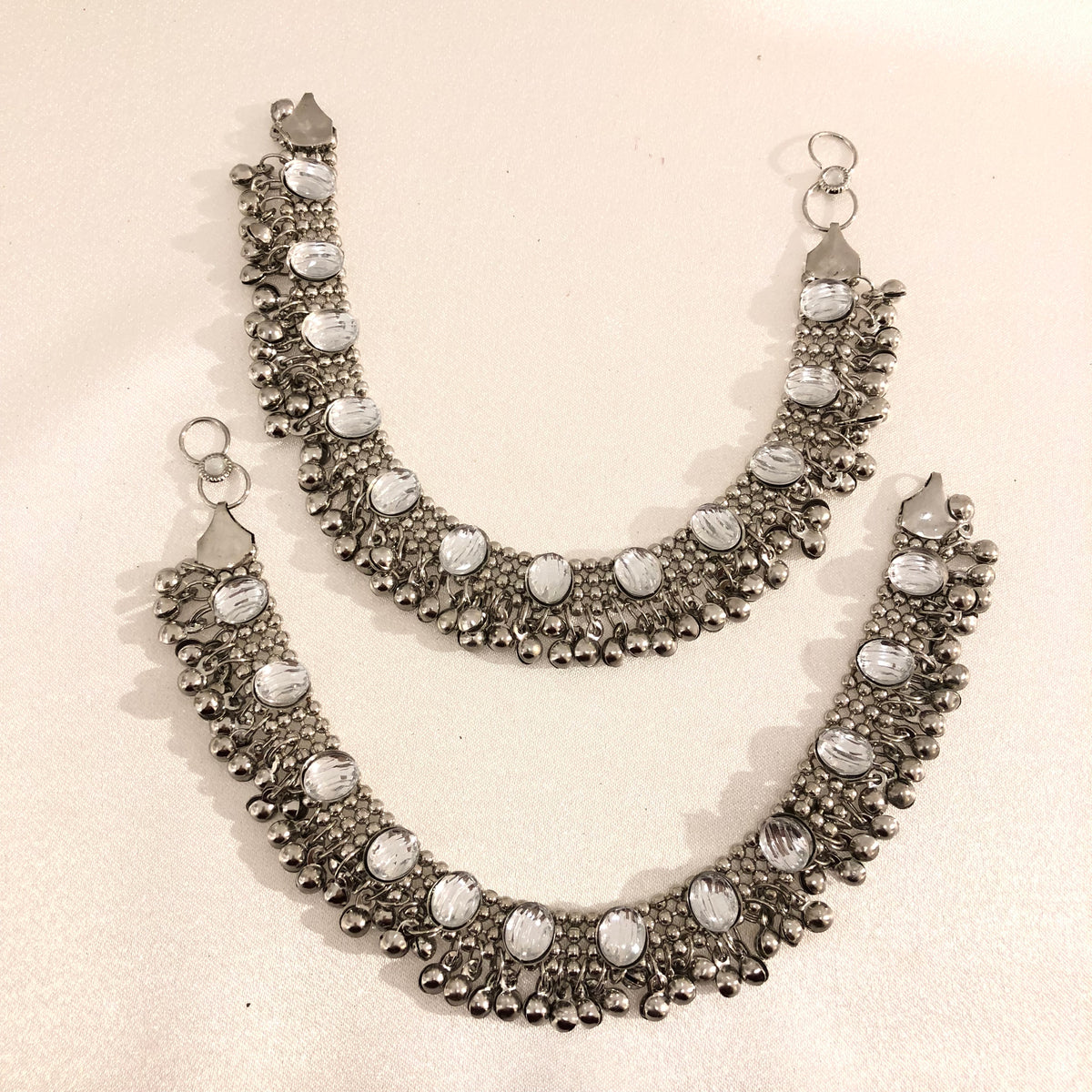 Silver Kundan Anklets image 0