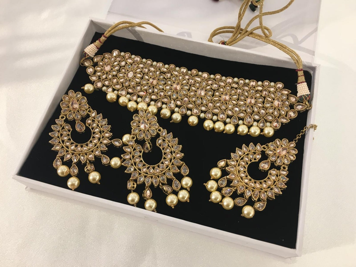 P10 Gold polki choker set image 3