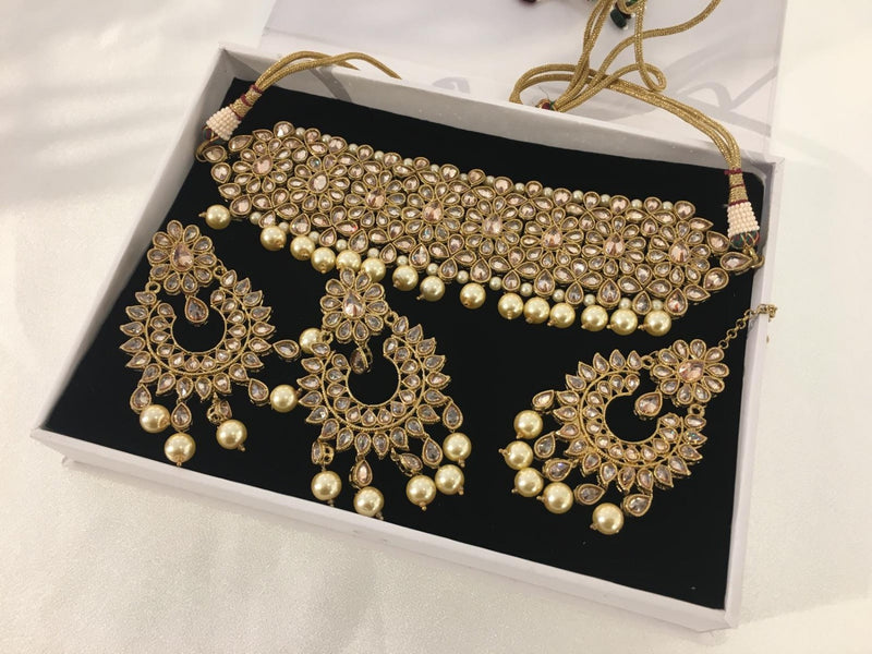 P10 Gold polki choker set image 3