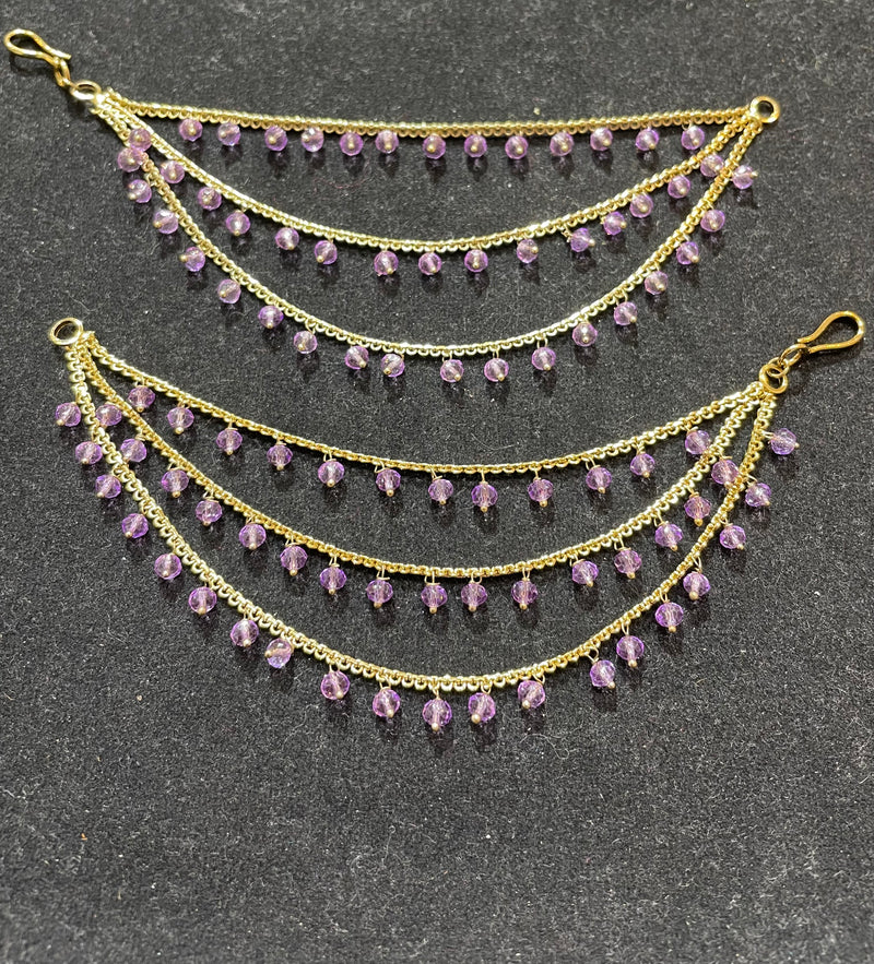 PA053 Full Gold Three Line Sahara with Lilac Beads