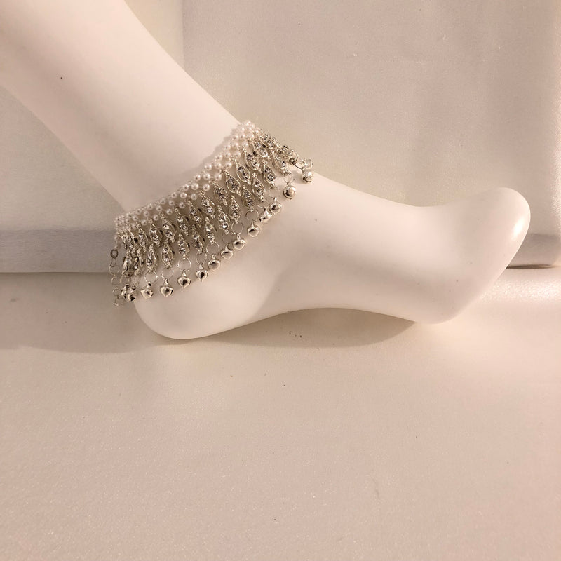 AB12 silver thick bell anklets image 1
