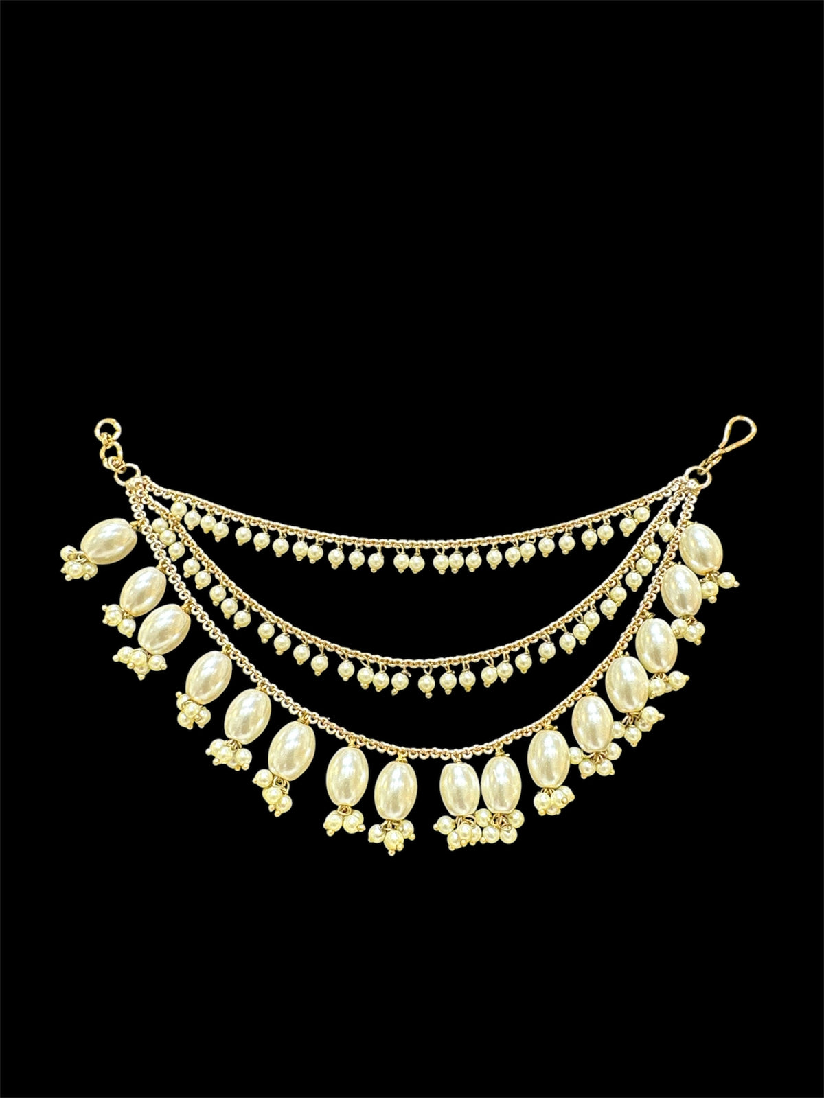 PA055 Gold Colour Three Line Pearls Sahara