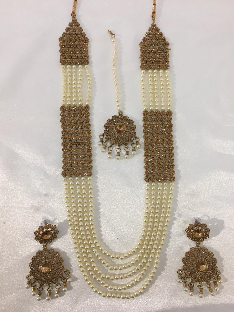6011 Gold long necklace set image 1