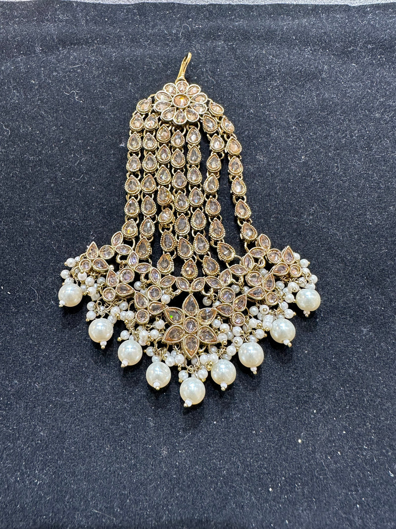 PA45 Full gold colour jhumar with pearls