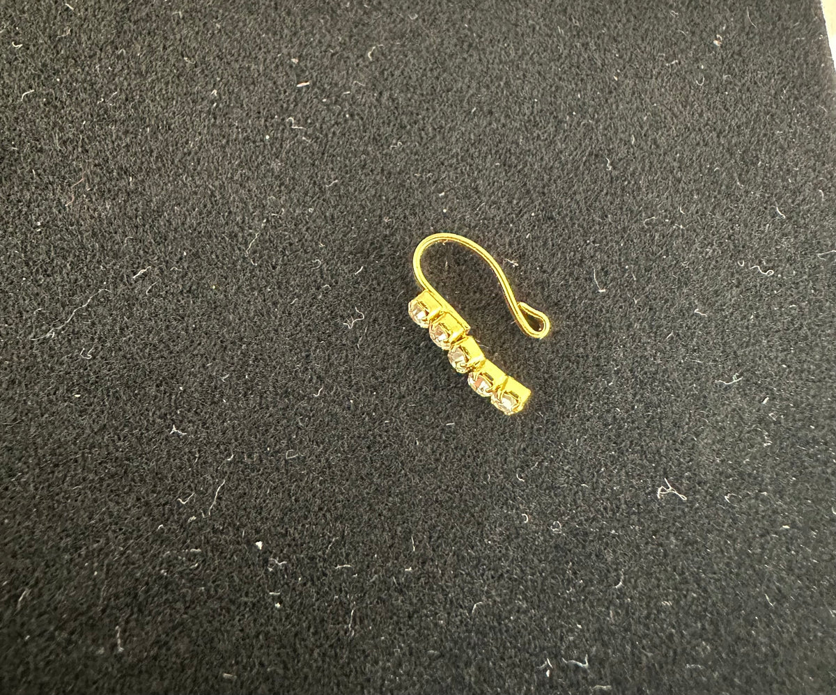 PA20 Gold with white stones nose ring (Slide on)