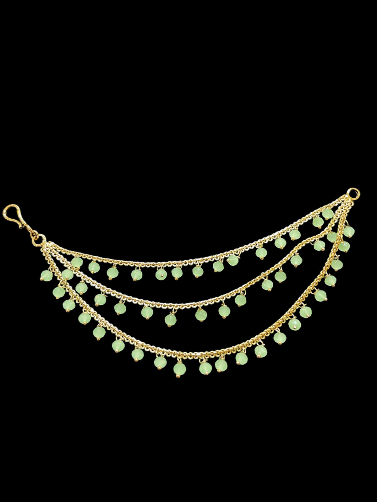 PA053 Three Line Gold Sahara With Mint Beads