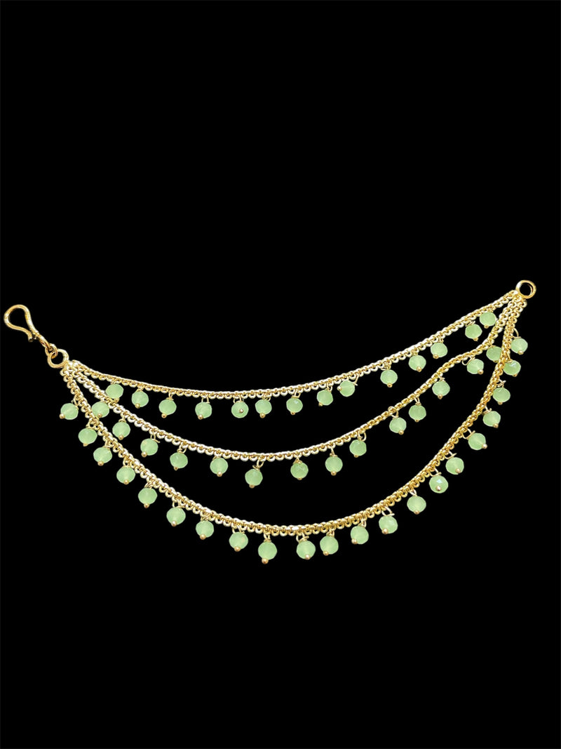 PA053 Three Line Gold Sahara With Mint Beads