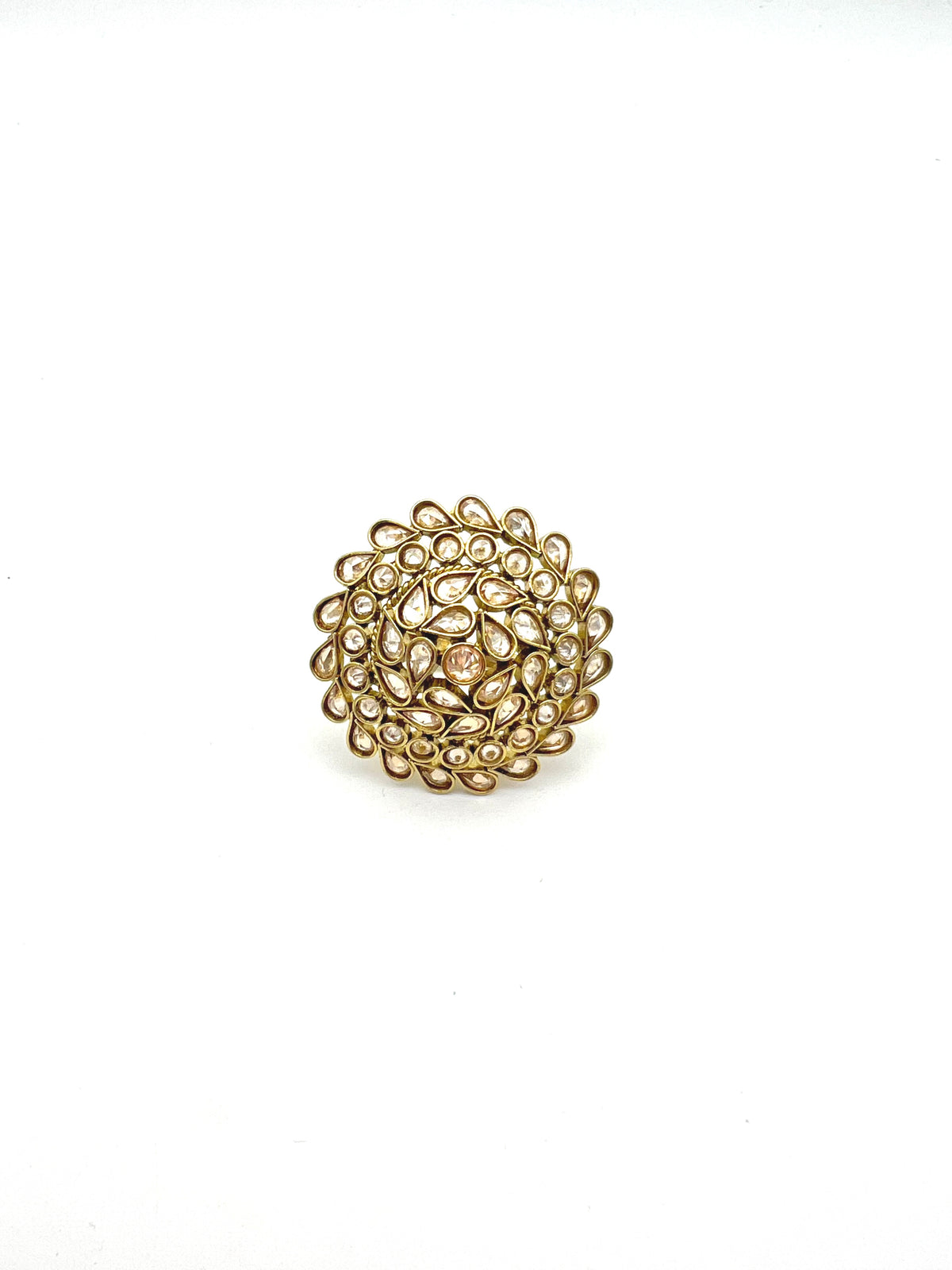 Circle kundan ring- gold image 1