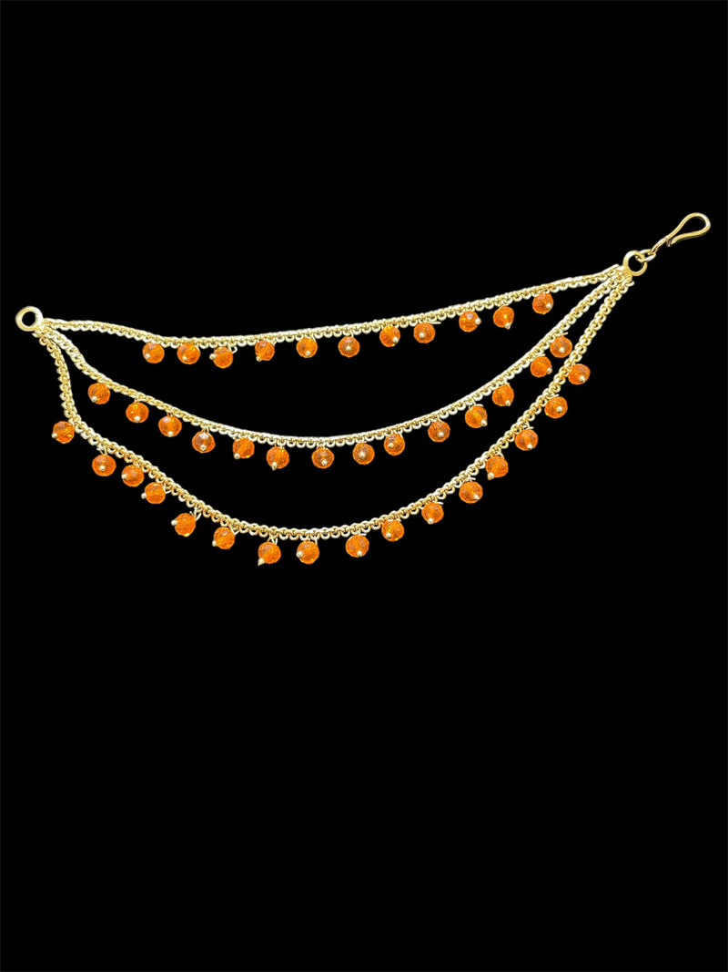 PA053 Full Gold Three Line Sahara with Orange Beads